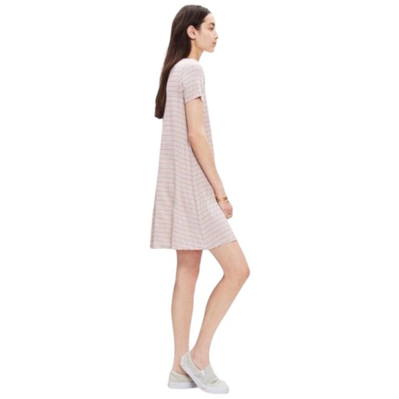 Madewell Swingy Tee Sacramento Striped Scoop Neck Short Sleeve Red Blue Dress M - Picture 15 of 16